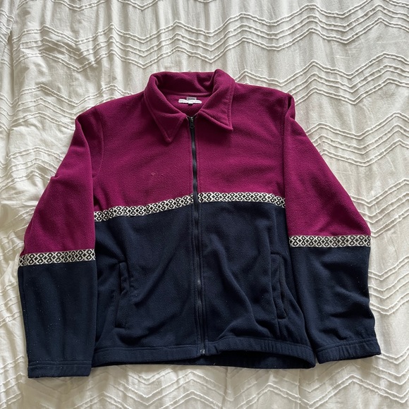 80s Inspired Multi-Coloured Fleece Zip Up - Picture 2 of 4